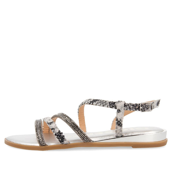 Sandalias de tiras finas en plateado y print de serpiente para mujer FRISCO
