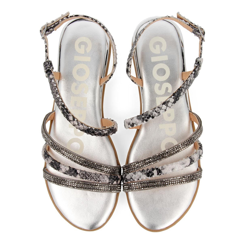Sandalias de tiras finas en plateado y print de serpiente para mujer FRISCO