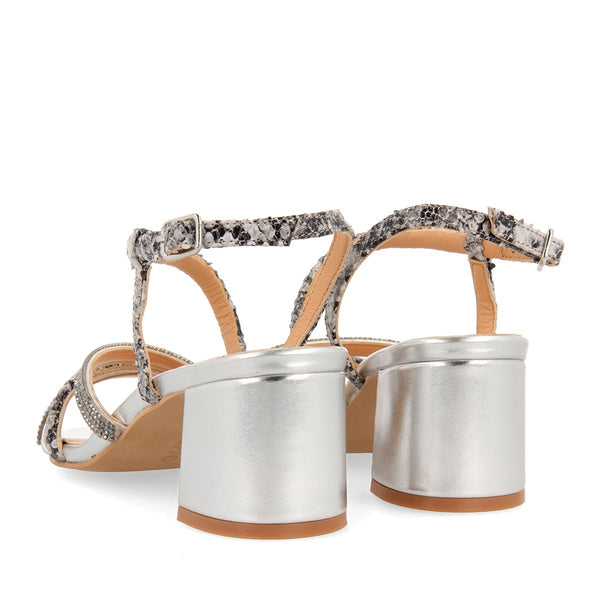 Sandalias plomo de tiras finas de tacón medio para mujer BELK