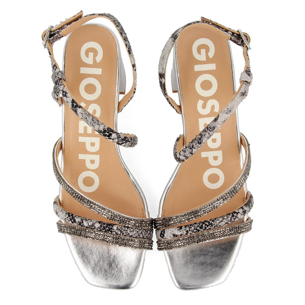 Sandalias plomo de tiras finas de tacón medio para mujer BELK