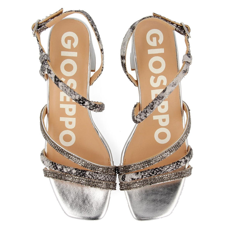 Sandalias plomo de tiras finas de tacón medio para mujer BELK