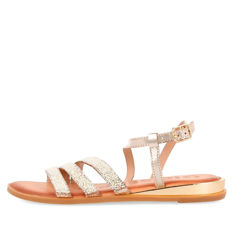 Sandalias doradas con abalorios para mujer GREIG
