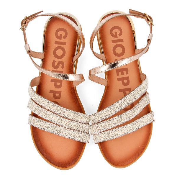 Sandalias doradas con abalorios para mujer GREIG