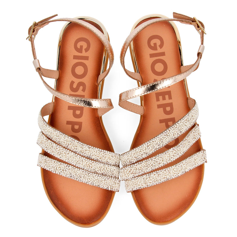 Sandalias doradas con abalorios para mujer GREIG