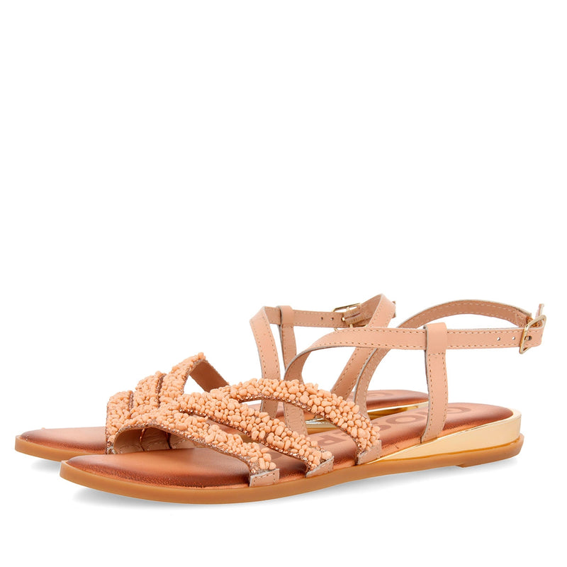 Sandalias en oro rosado con abalorios para mujer GREIG