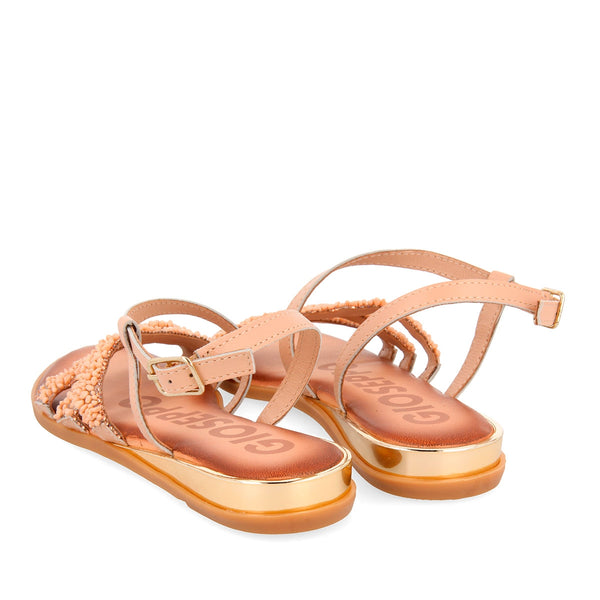 Sandalias en oro rosado con abalorios para mujer GREIG