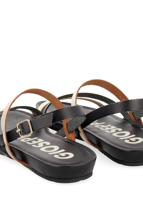 Sandalias de tiras finas negras y doradas para mujer ROSENDALE