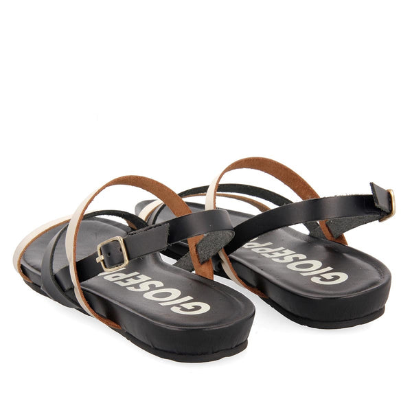Sandalias de tiras finas negras y doradas para mujer ROSENDALE