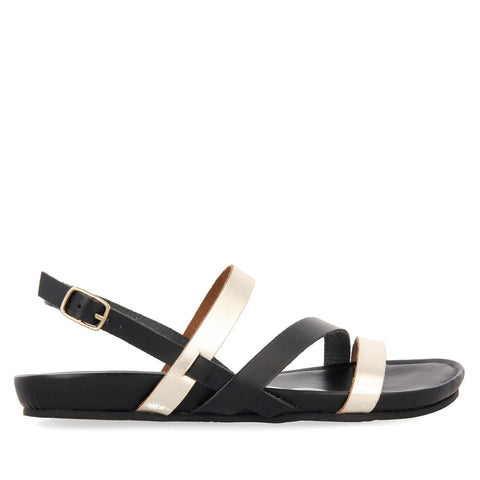 SANDALIAS DE TIRAS FINAS NEGRAS Y DORADAS PARA MUJER ROSENDALE