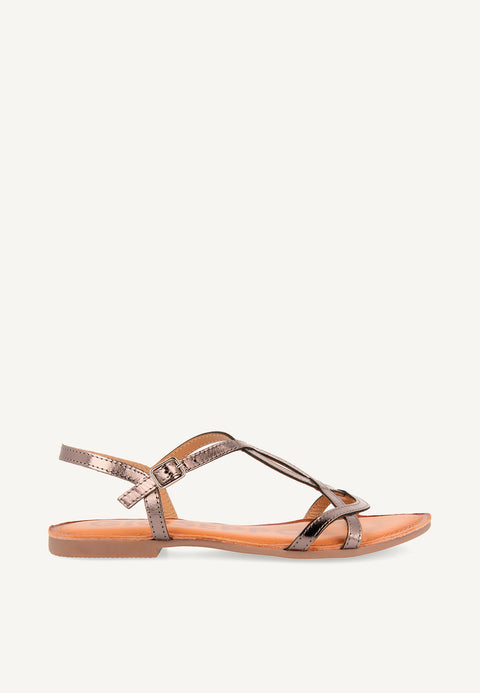 SHINY LEATHER SANDALS NAVASSA