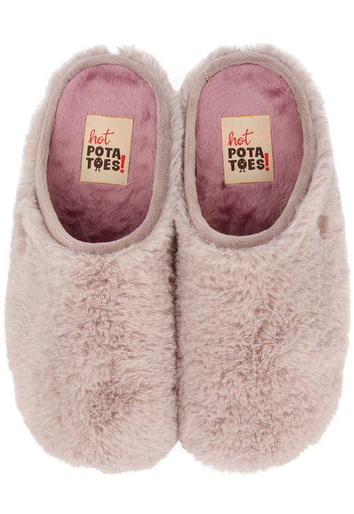 Zapatillas de estar por casa Hot Potates de pelo beige KEMEROVO