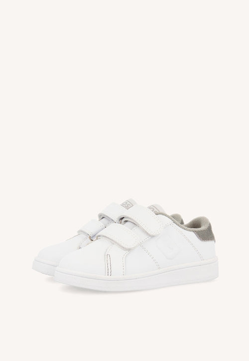 WHITE COLLEGE SNEAKERS WITH GREY DETAILS AND DOUBLE ADJUSTABLE CLOSURE VOLSK