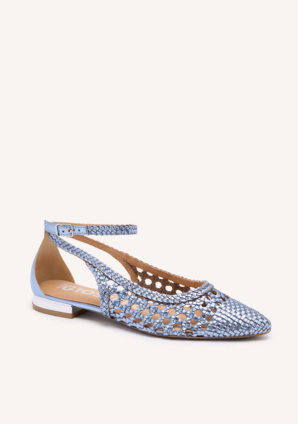 BLUE BRAIDED BALLERINA PUMPS FOR WOMAN DELL