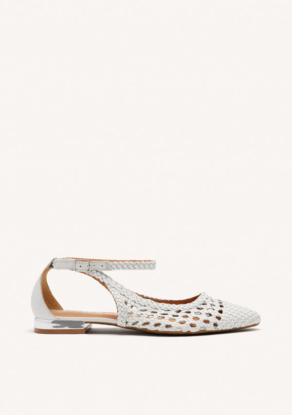 WHITE BRAIDED BALLERINA PUMPS FOR WOMAN DELL