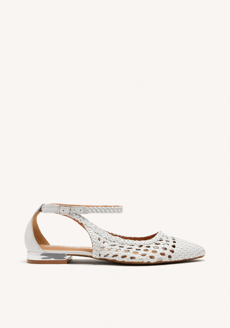 WHITE BRAIDED BALLERINA PUMPS FOR WOMAN DELL