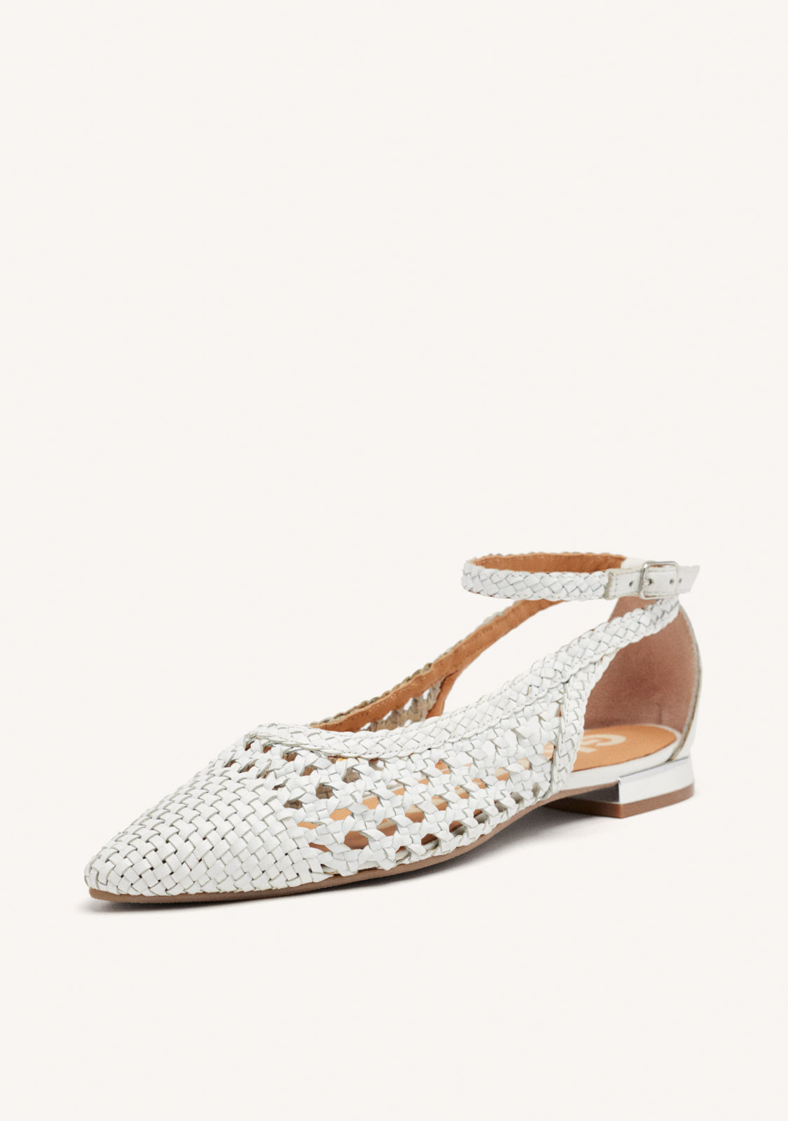 WHITE BRAIDED BALLERINA PUMPS FOR WOMAN DELL