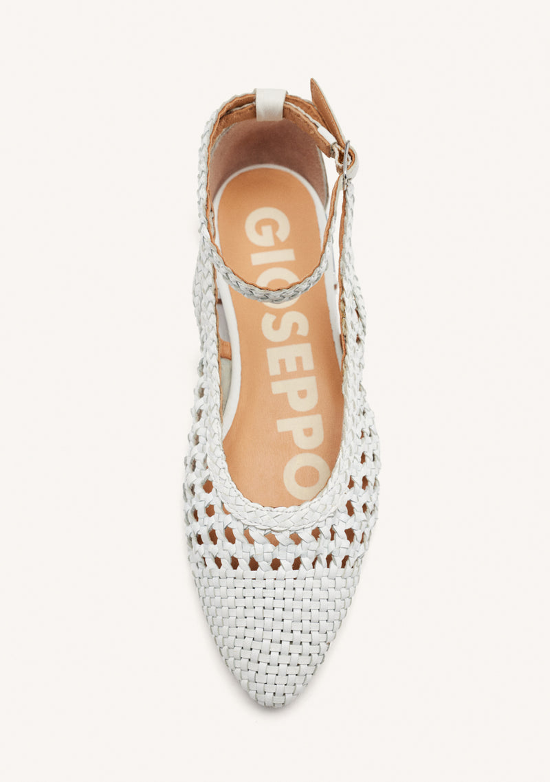 WHITE BRAIDED BALLERINA PUMPS FOR WOMAN DELL