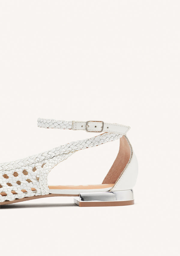 WHITE BRAIDED BALLERINA PUMPS FOR WOMAN DELL