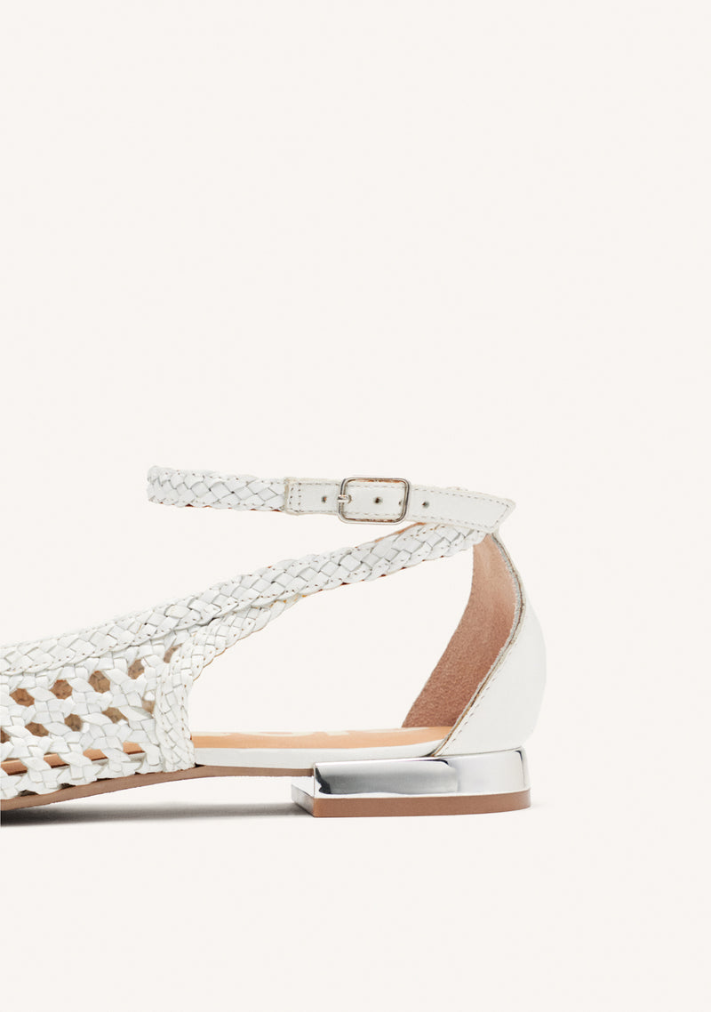 WHITE BRAIDED BALLERINA PUMPS FOR WOMAN DELL