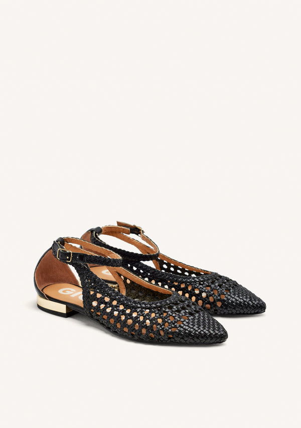 BLACK BRADIDED BALLERINA PUMPS FOR WOMAN DELL