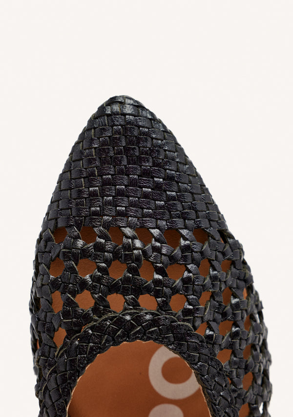 BLACK BRADIDED BALLERINA PUMPS FOR WOMAN DELL