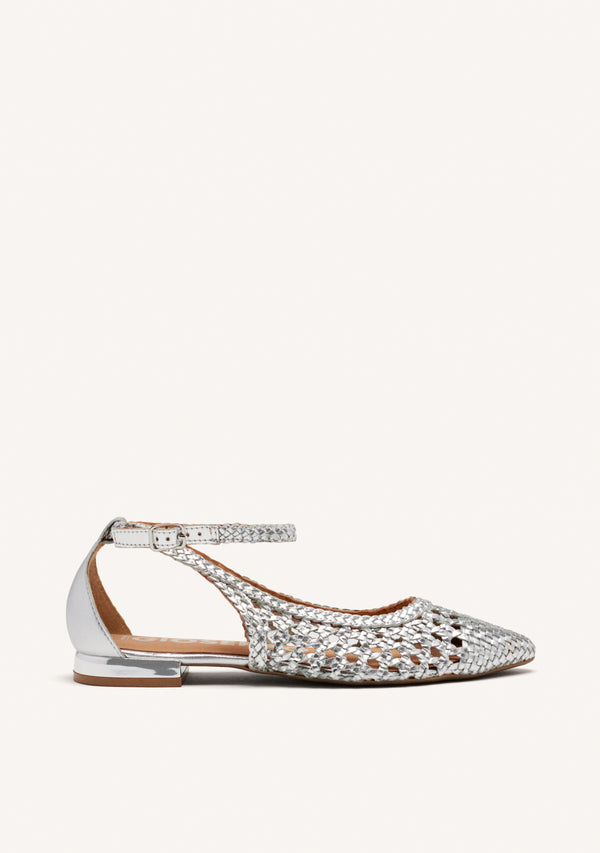 SILVER BRAIDED BALLERINA PUMPS FOR WOMAN DELL