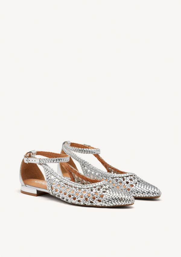 SILVER BRAIDED BALLERINA PUMPS FOR WOMAN DELL