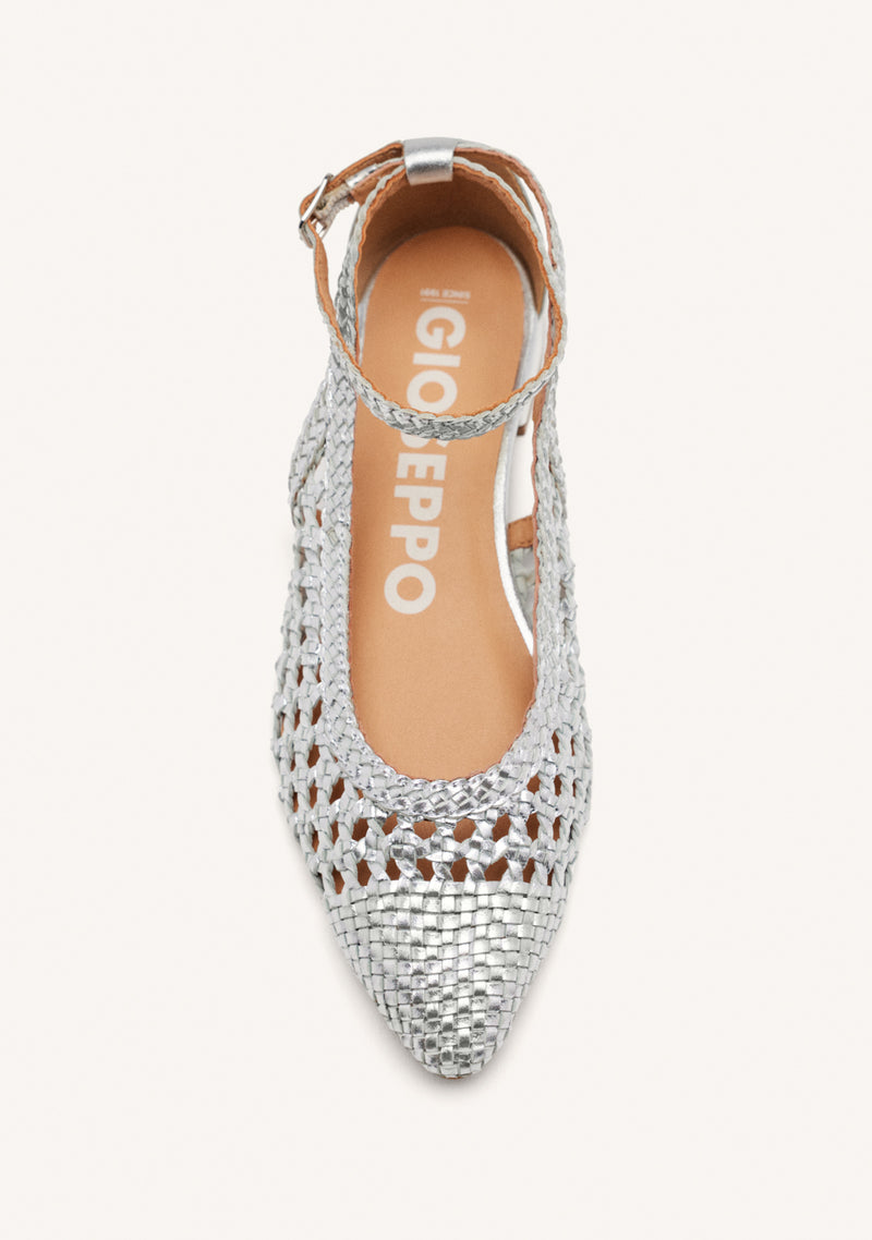 SILVER BRAIDED BALLERINA PUMPS FOR WOMAN DELL