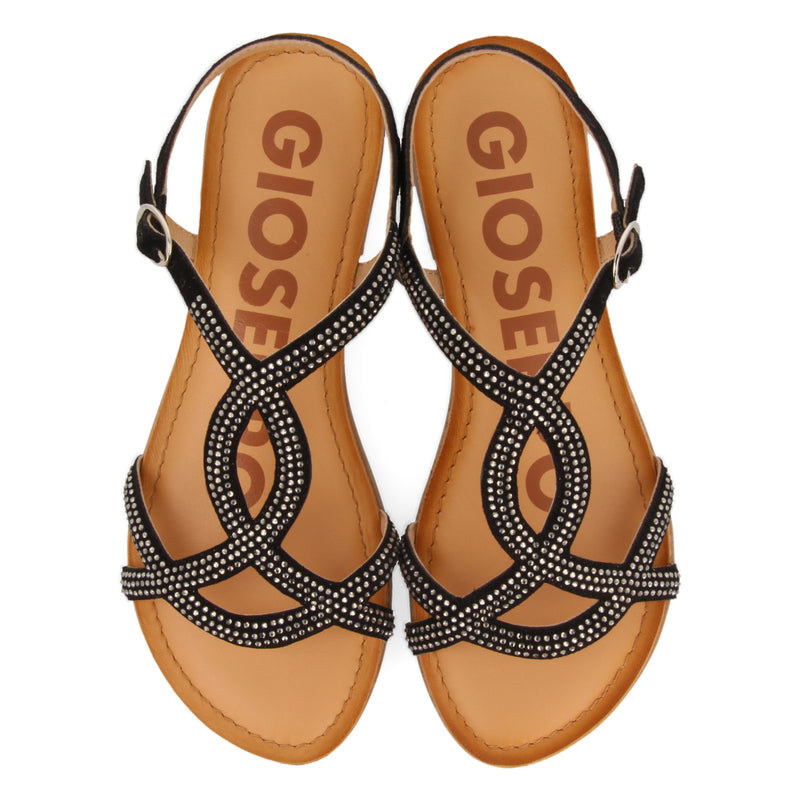 SANDALIAS PLANAS NEGRAS CON ADORNOS PARA MUJER CONOVER