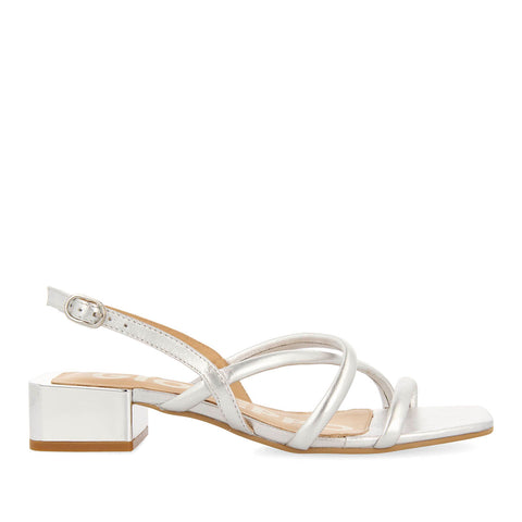 SILVER SANDALS WITH METALLIC HEEL FOR WOMAN KOVARID