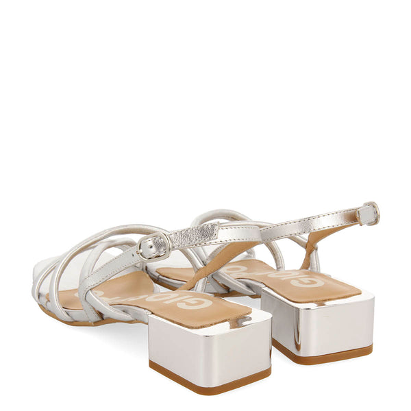 SANDALIAS PLATEADAS CON TACÓN METALIZADO PARA MUJER KOVARID