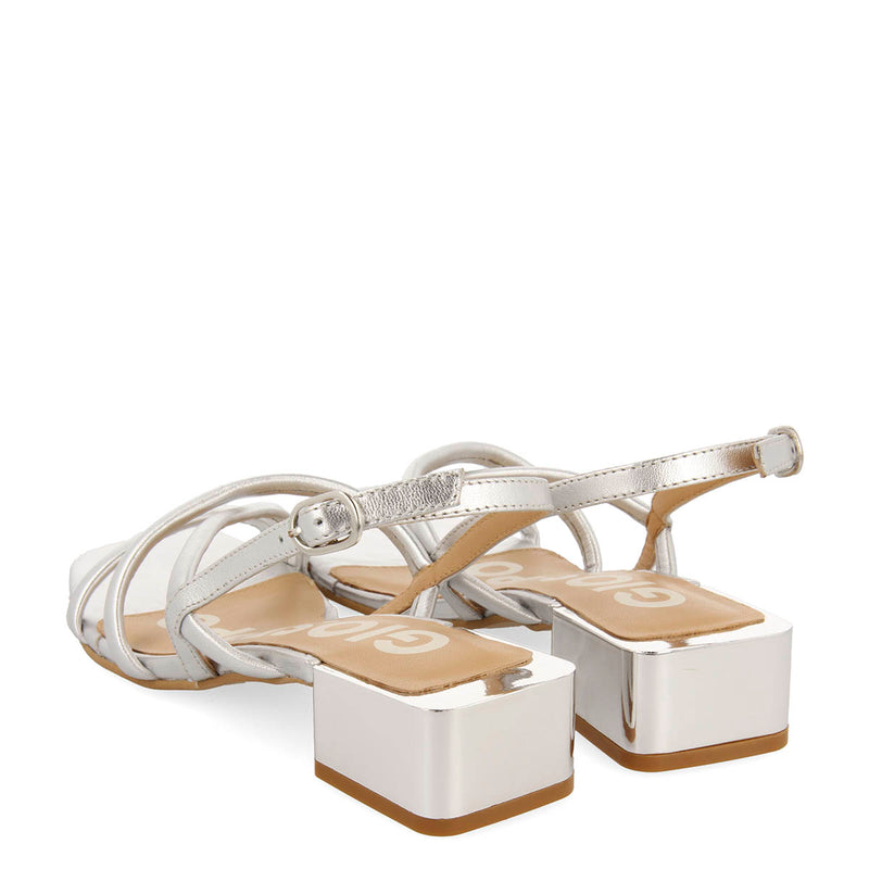 SANDALIAS PLATEADAS CON TACÓN METALIZADO PARA MUJER KOVARID