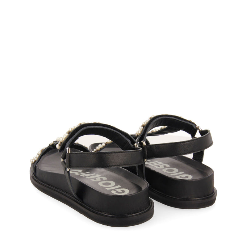 SANDALIAS TIPO BIO EN COLOR NEGRO CON DETALLE DE PERLAS PARA MUJER SLIDELL
