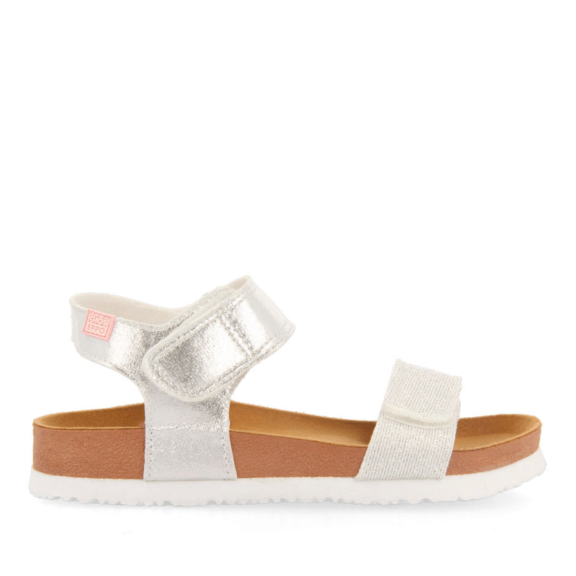 WHITE AND SILVER BIO FLIP FLOPS FOR GIRL ARANSAS