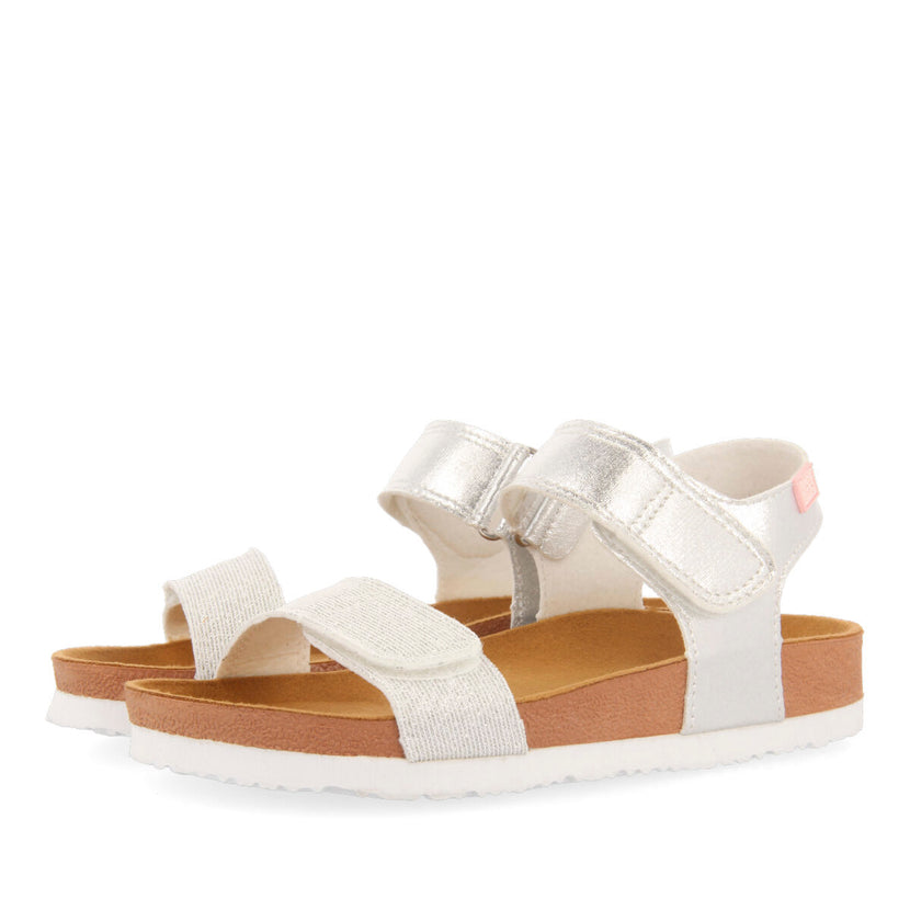 WHITE AND SILVER BIO FLIP FLOPS FOR GIRL ARANSAS