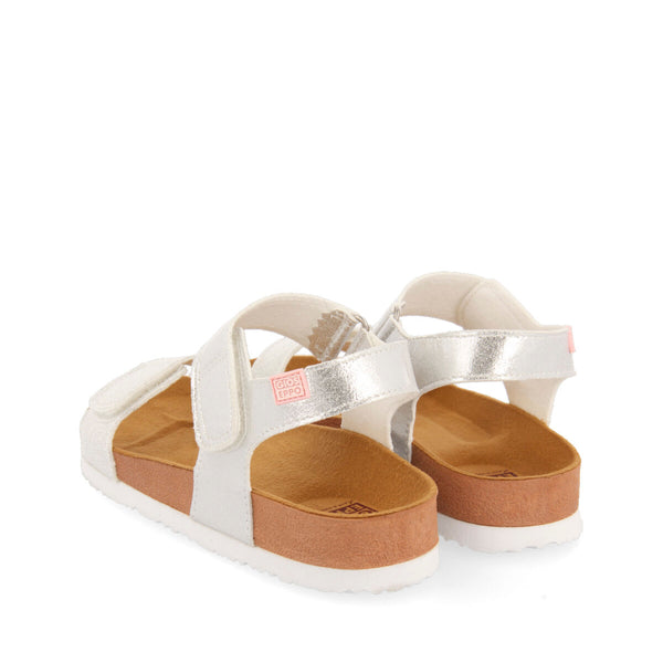 SILVER AND WHITE BIO FLIP FLOPS FOR GIRL ARANSAS