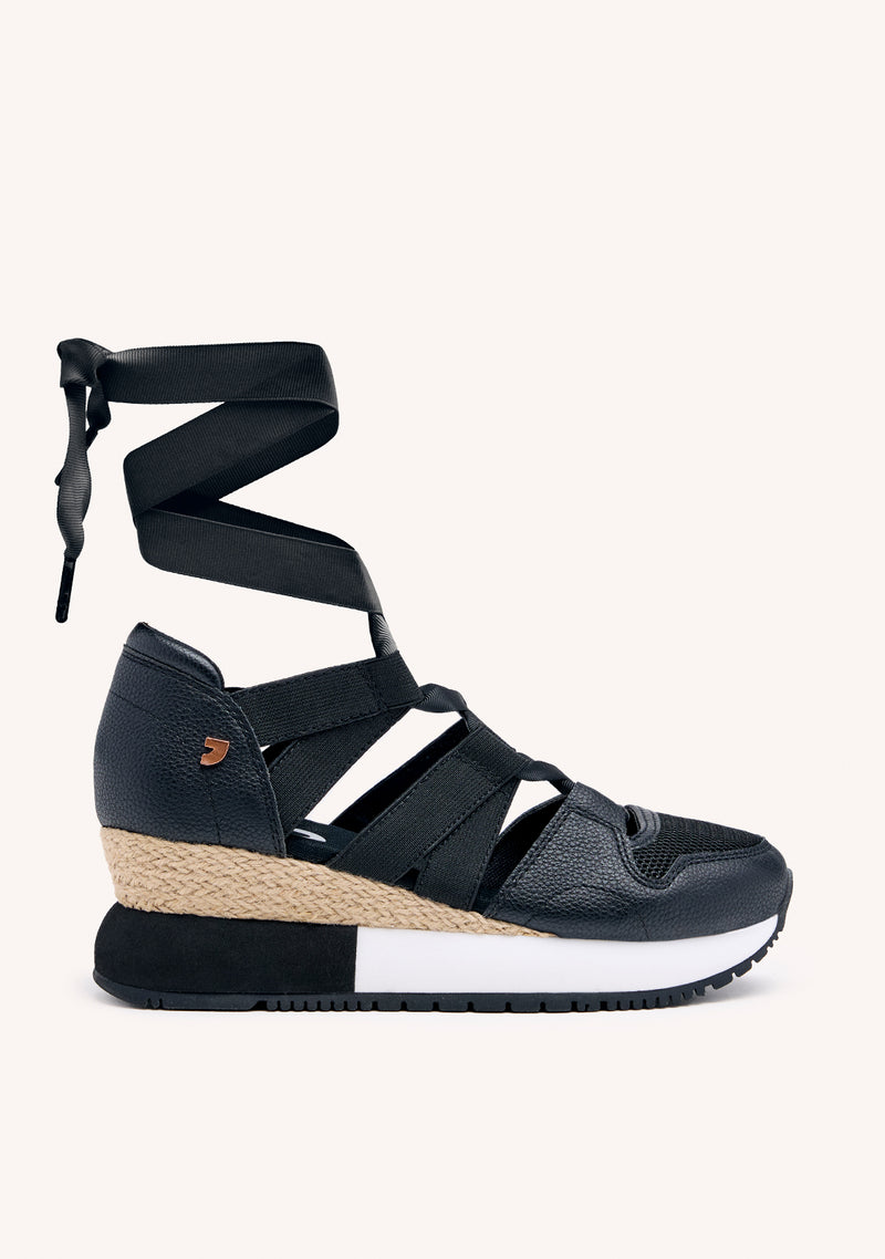 BLACK ESPADRILLE SNEAKERS FOR WOMEN LIZARDA