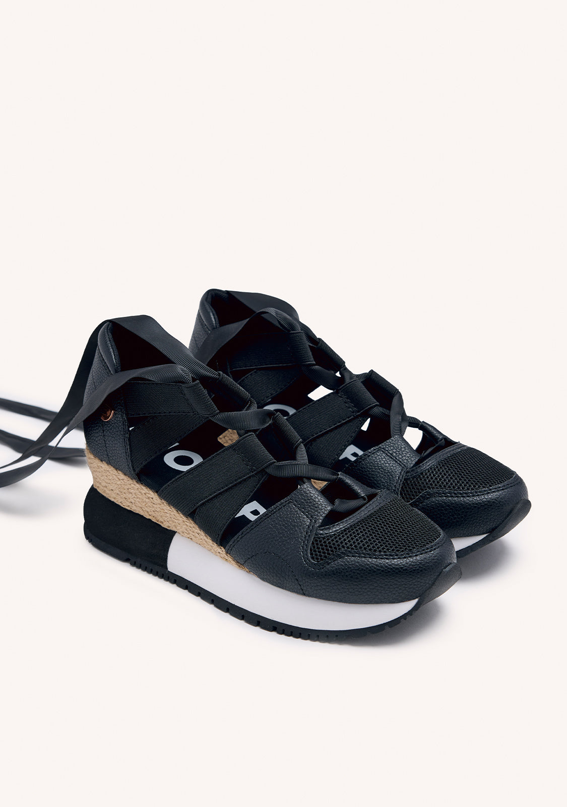 ZAPATILLAS ABIERTAS PIEL CUÑA RAFIA LIZARDA