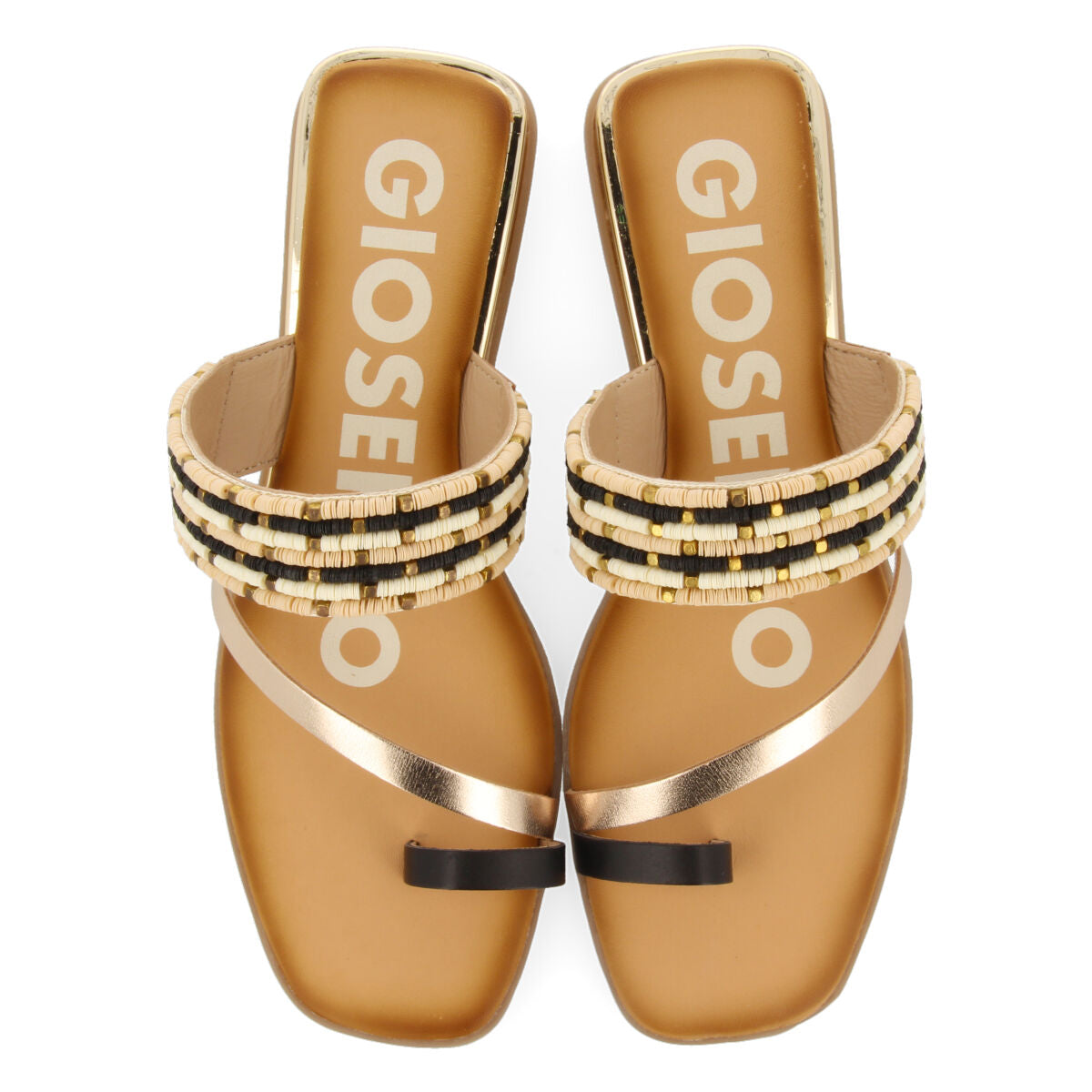 GOLDEN MINI WEDGE SANDALS DETAILED WITH BEADS FOR WOMAN COTTLE