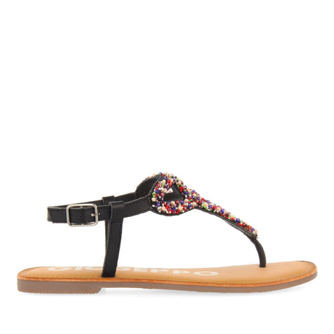 BLACK SANDALS WITH RHINESTONES FOR WOMAN YPANE