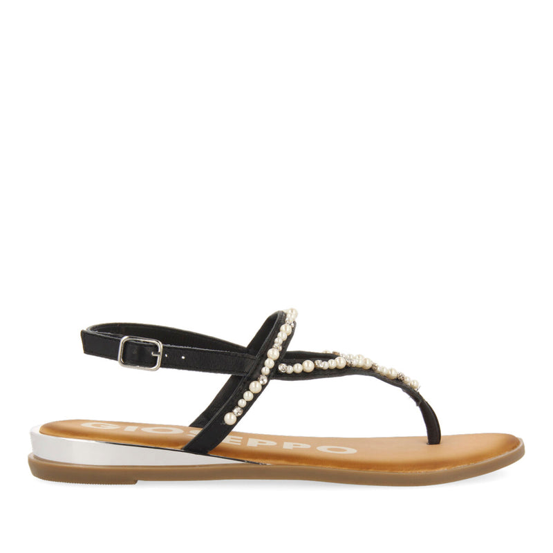 SANDALIAS EN COLOR NEGRO CON DETALLE DE PERLAS PARA MUJER KLEBERG