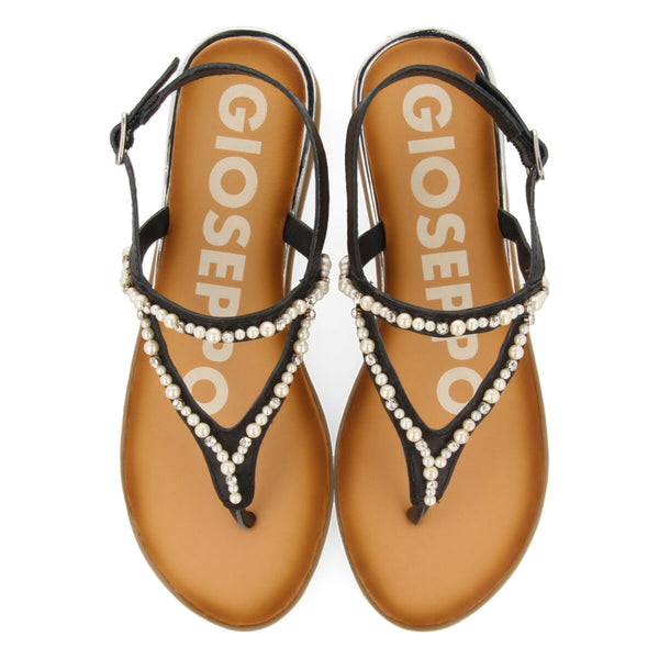 SANDALIAS EN COLOR NEGRO CON DETALLE DE PERLAS PARA MUJER KLEBERG