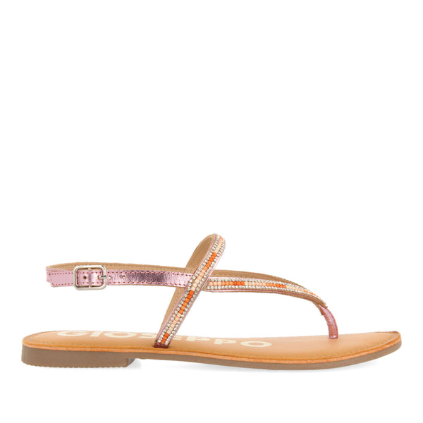 SANDALIAS ROSAS CON TIRAS Y ADORNO DE CUENTAS PARA MUJER SULLANA