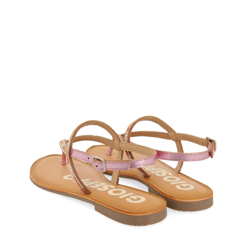 SANDALIAS ROSAS CON TIRAS Y ADORNO DE CUENTAS PARA MUJER SULLANA