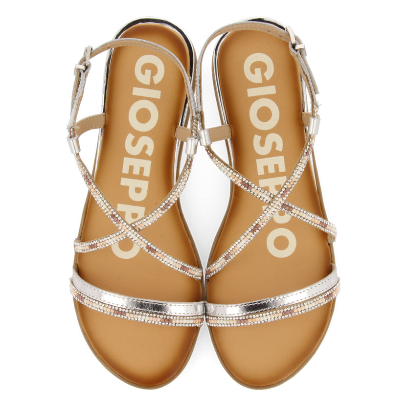 SANDALIAS PLATA CON TIRAS Y CUENTAS MULTICOLOR PARA MUJER BARACOA