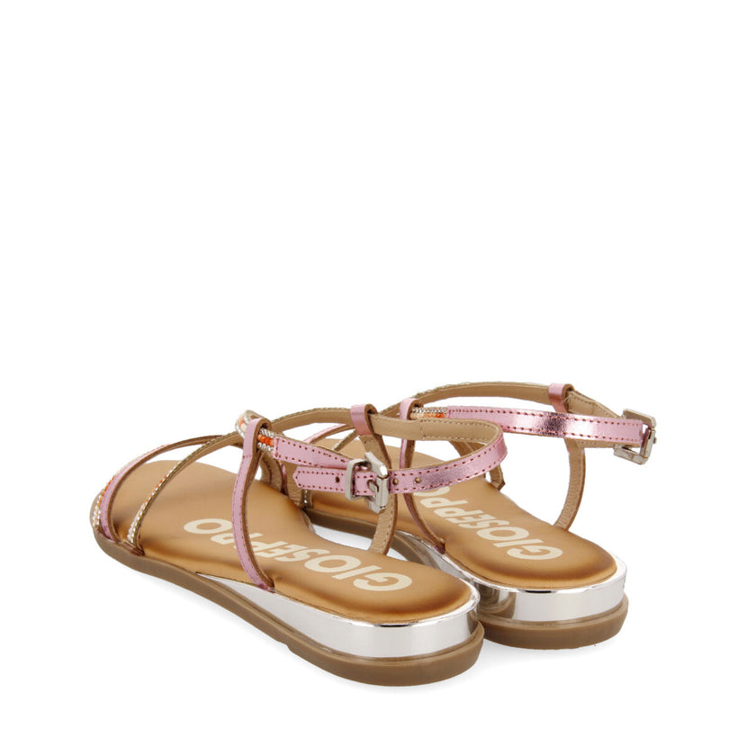 SANDALIAS ROSAS CON TIRAS Y CUENTAS MULTICOLOR PARA MUJER BARACOA