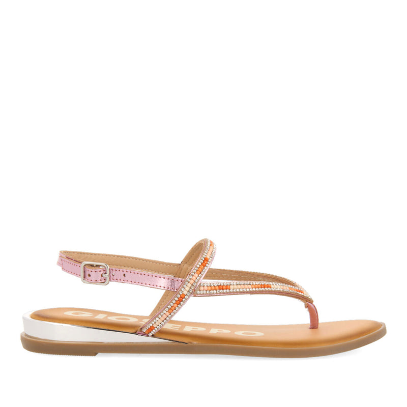 SANDALIAS ROSAS CON TIRAS Y CUENTAS MULTICOLOR PARA MUJER BELCHER 