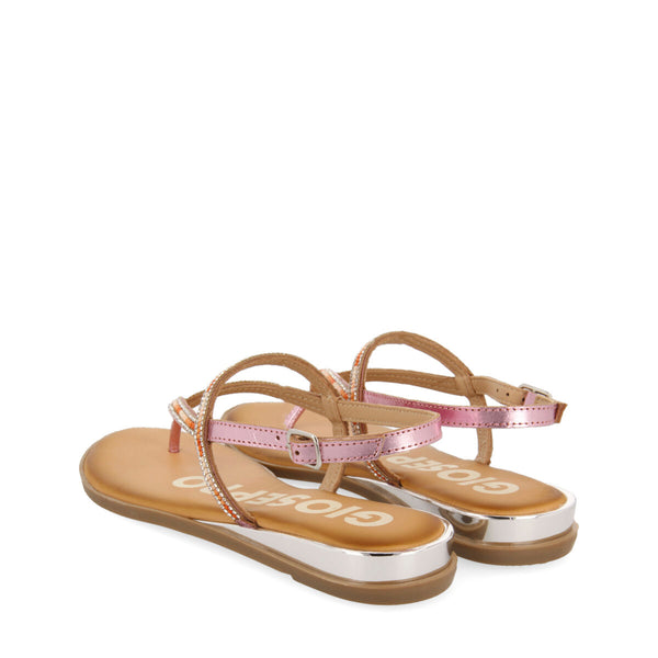 SANDALIAS ROSAS CON TIRAS Y CUENTAS MULTICOLOR PARA MUJER BELCHER 