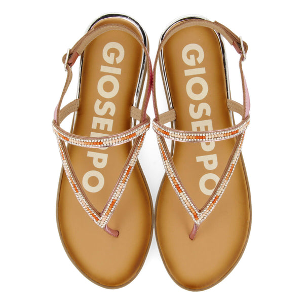 SANDALIAS ROSAS CON TIRAS Y CUENTAS MULTICOLOR PARA MUJER BELCHER 