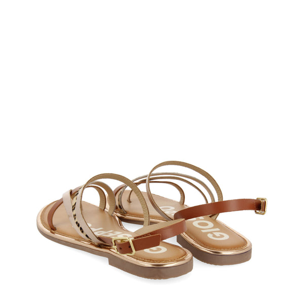 BROWN BRAIDED SANDALS WITH LEOPARD PRINT FOR WOMAN IOTA